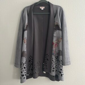 Kamana Floral Watercolor Bird Print Boho Jacket Size M